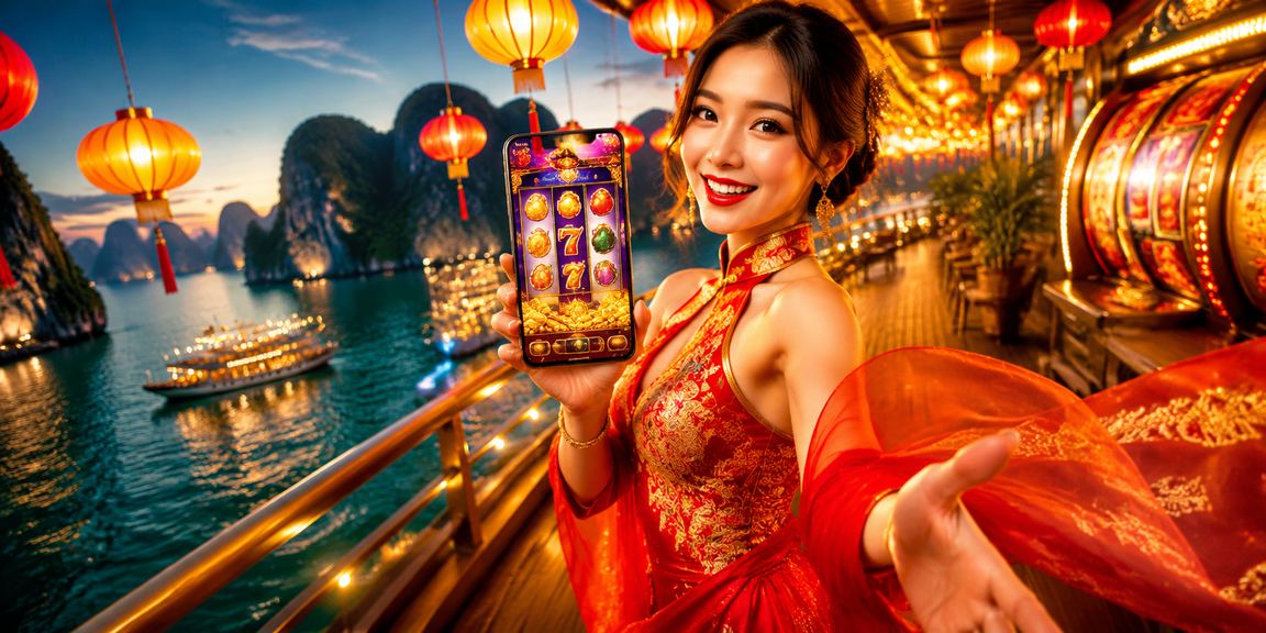 Người chơi trải nghiệm slot game tại Hội An dưới ánh đèn lồng